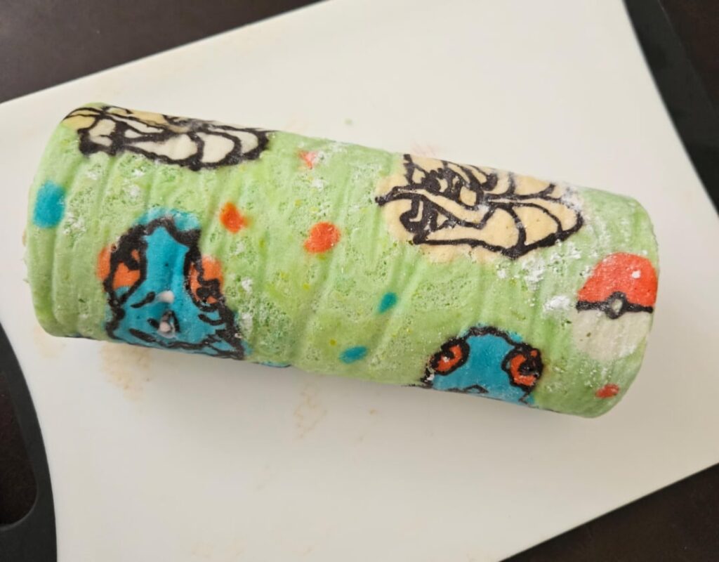 9 year old made his first roll cake.