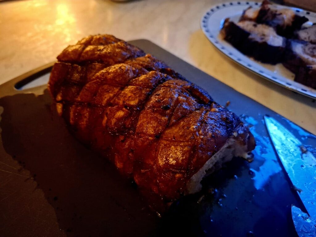 Porchetta and French salad (which isn't French actually)