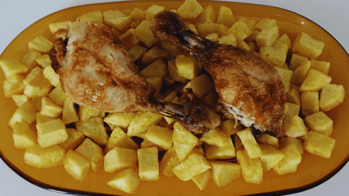 Leftover Roast Chicken Legs and Chips