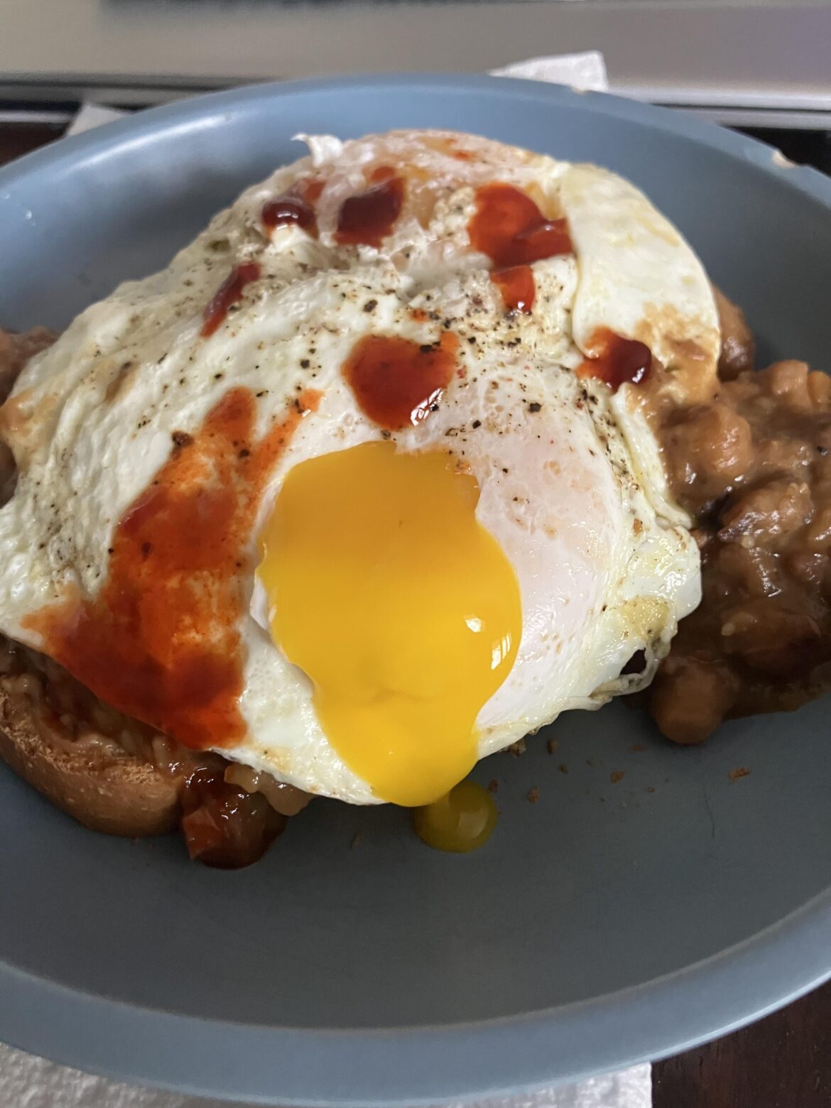 The Brit’s have beans on toast, which I enjoy, so today I made beans and toast using leftover ham hock bean soup