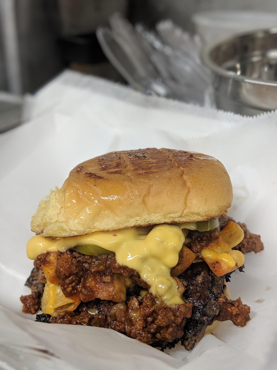Not sure why, but a double chili cheese smash burger loaded with tater tots just sounded right.