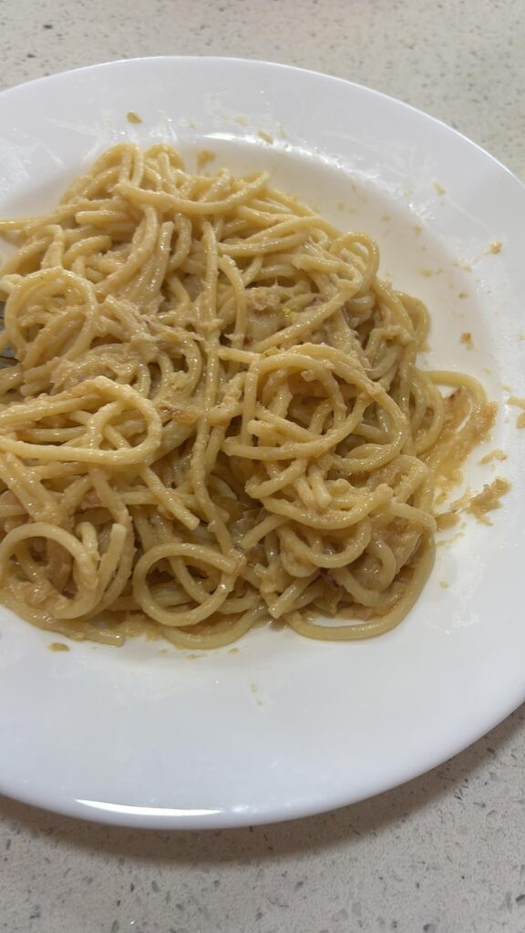 caramelized onion pasta + onion salad = happiness