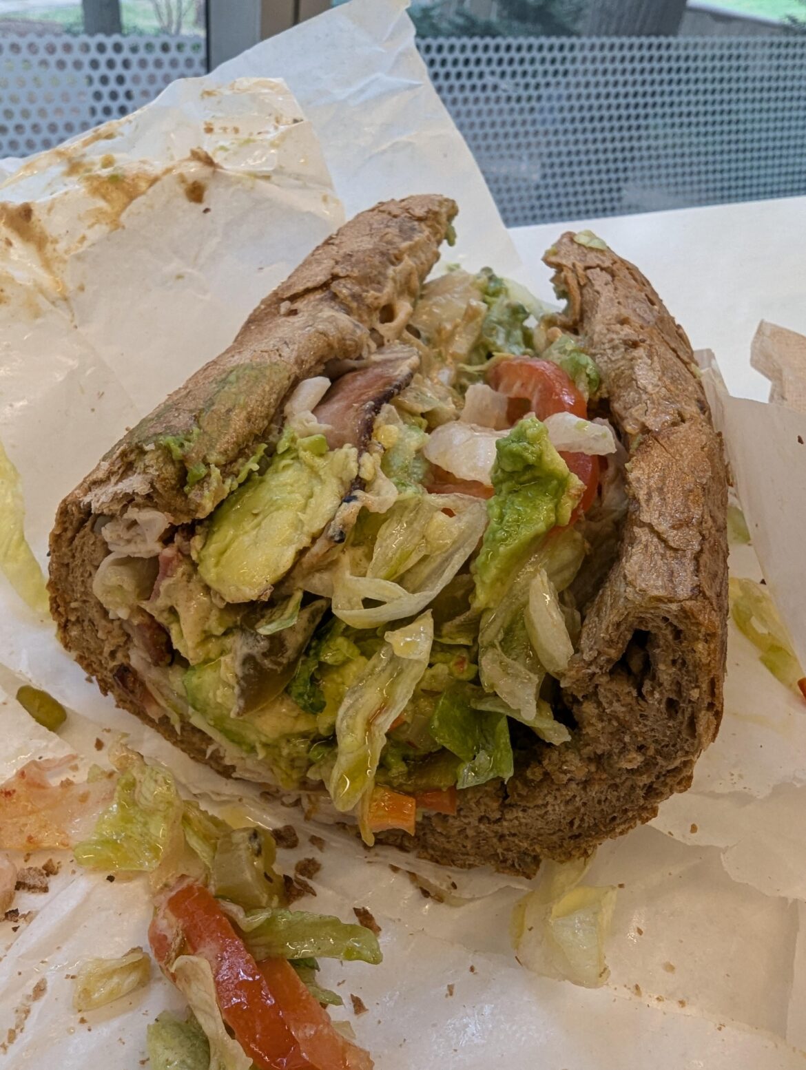 IMO this is an inferior sandwich. The slit in the bread should be the side of the sandwich, not the top