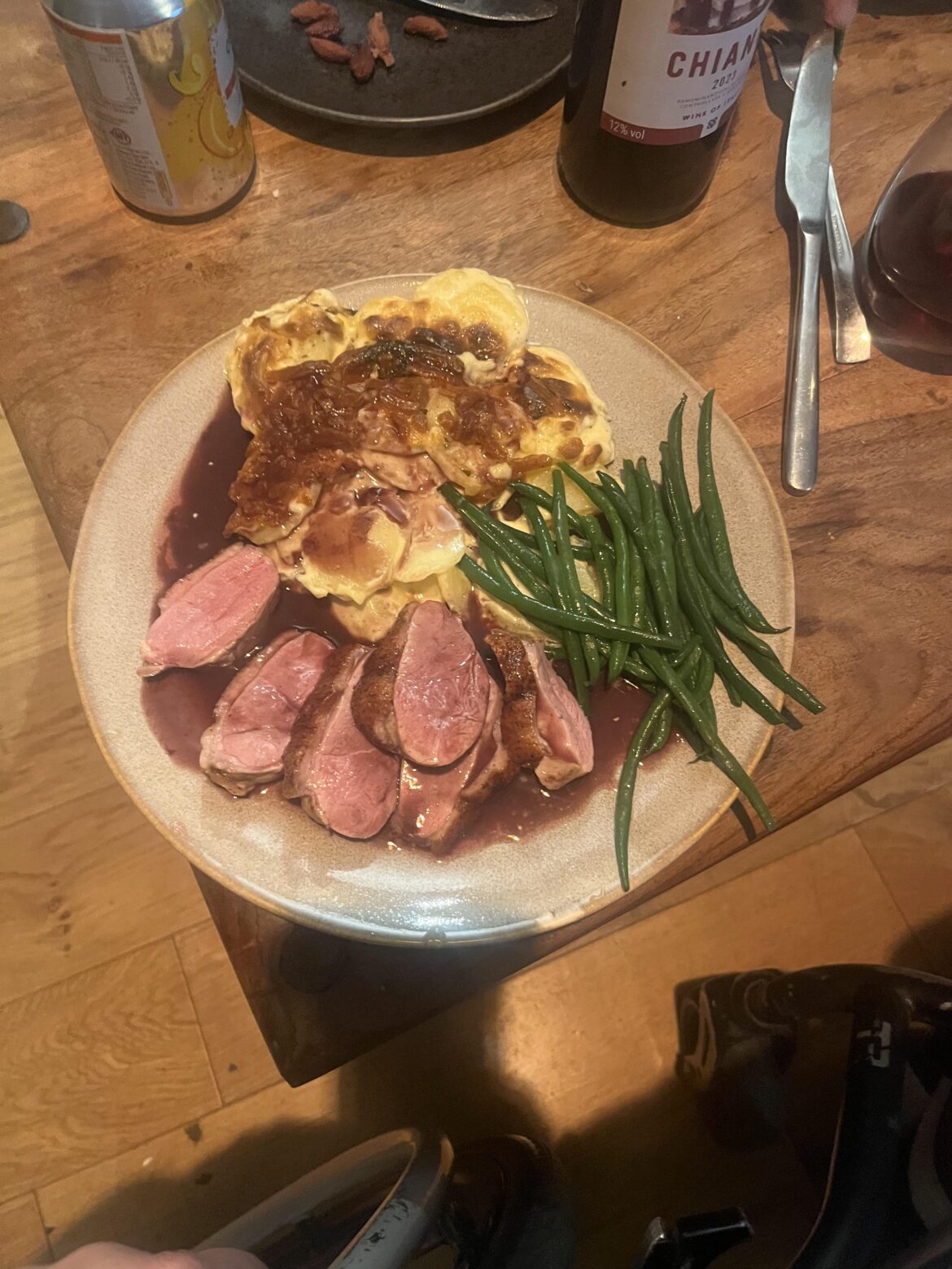 Duck and dauphinoise.