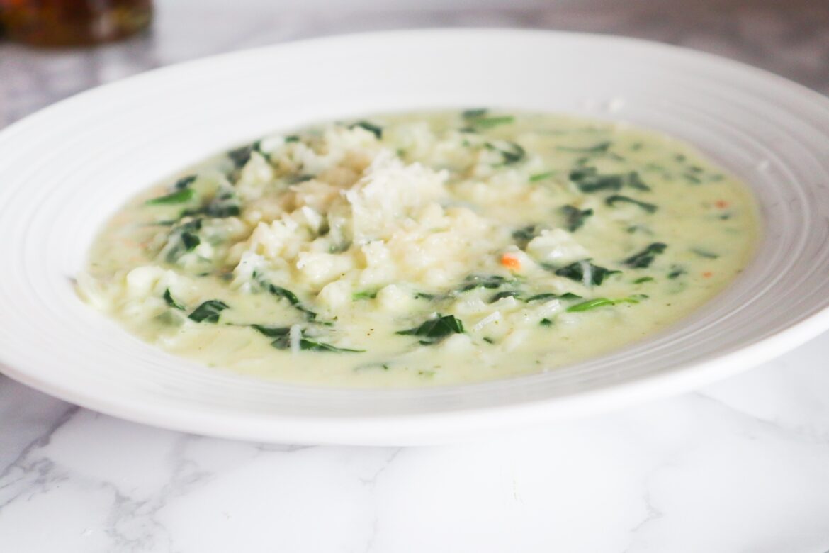 Creamy Arborio Spinach Rice Soup