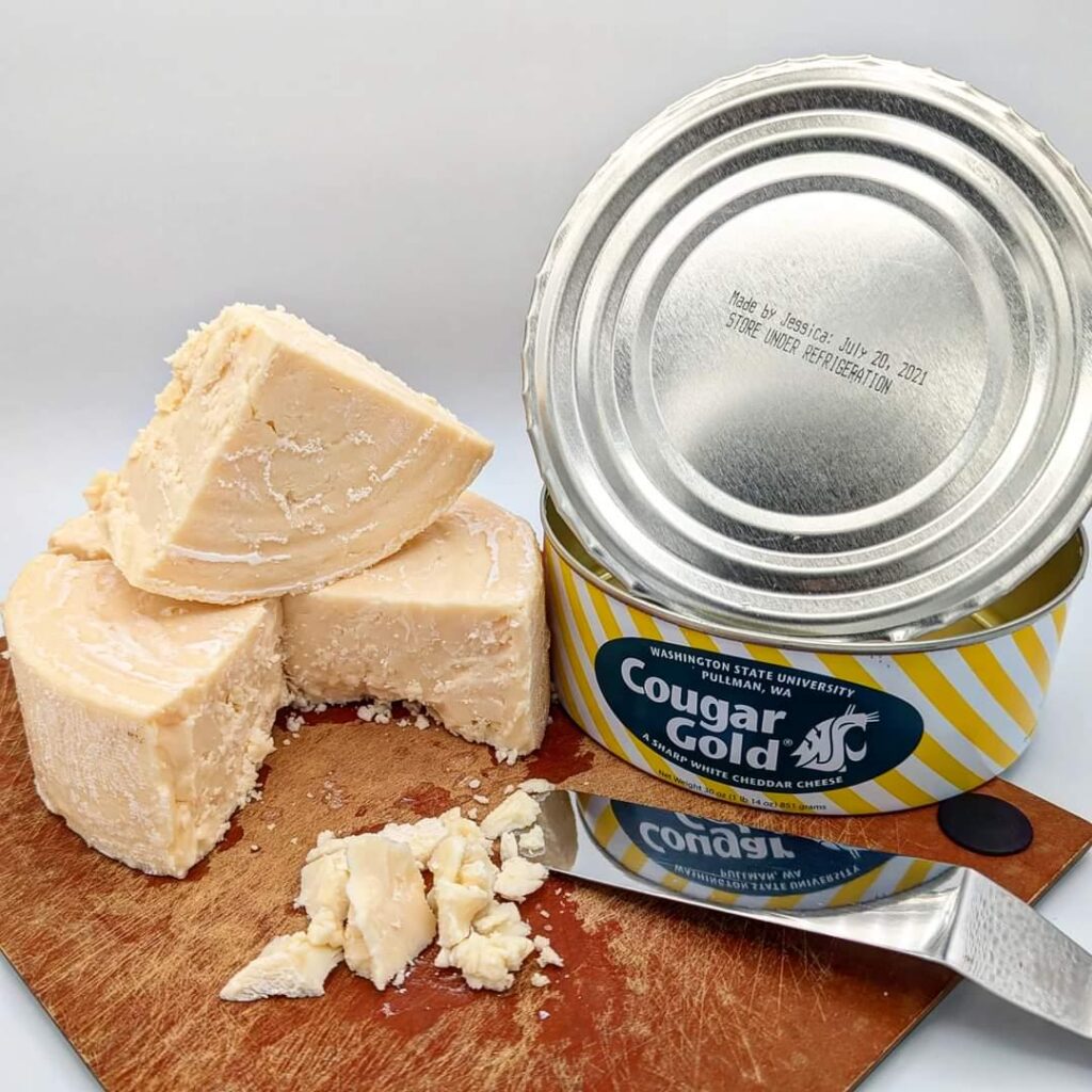 Cougar Gold Sharp White Cheddar: Extra creamy, super smooth, crumbly, and very delicious. I've never had a fresh can, but this is amazing at 3 years.