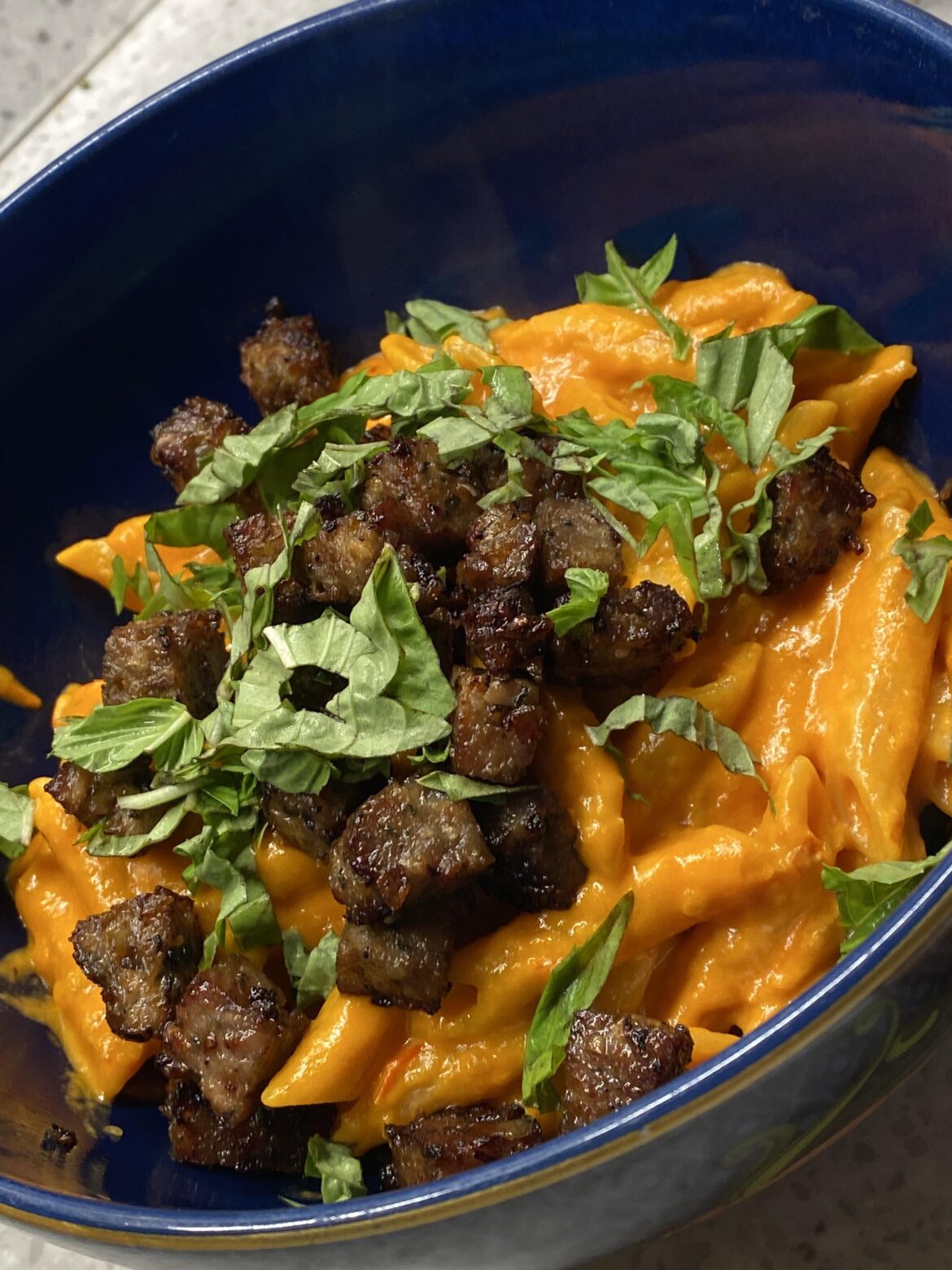 Leftovers from López-Alt’s gyro meat on top of Gritzer’s penne alla vodka worked way better than I hoped.