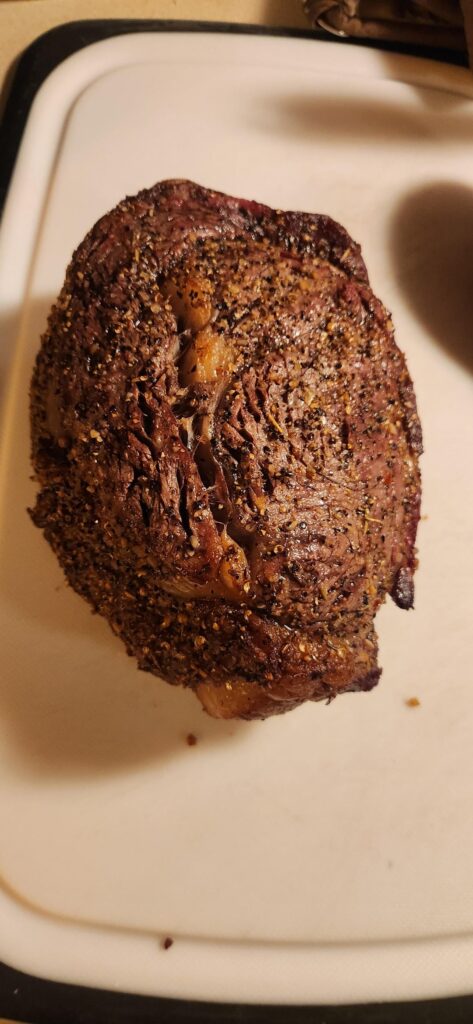 FIRST ATTEMPT AT A PRIME RIB IS SUCCESSFUL!!! $60 hunk of meat was successful. It had me nervous but I succeeded thankfully. I know no one cares but I'm proud of it.