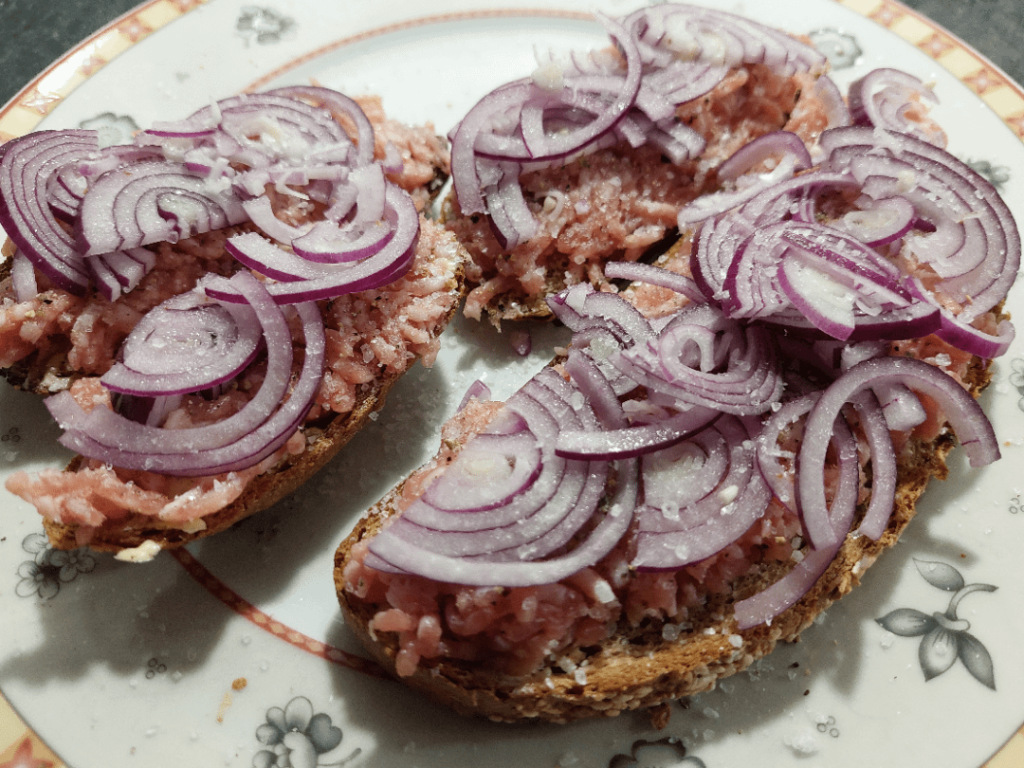Just bread, meat, and onions of course