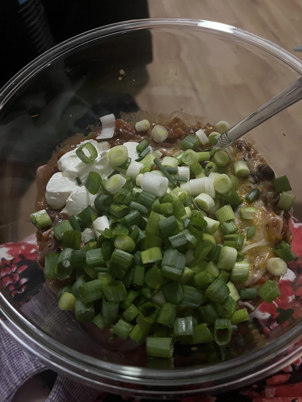 Almost enough green onions on my chili