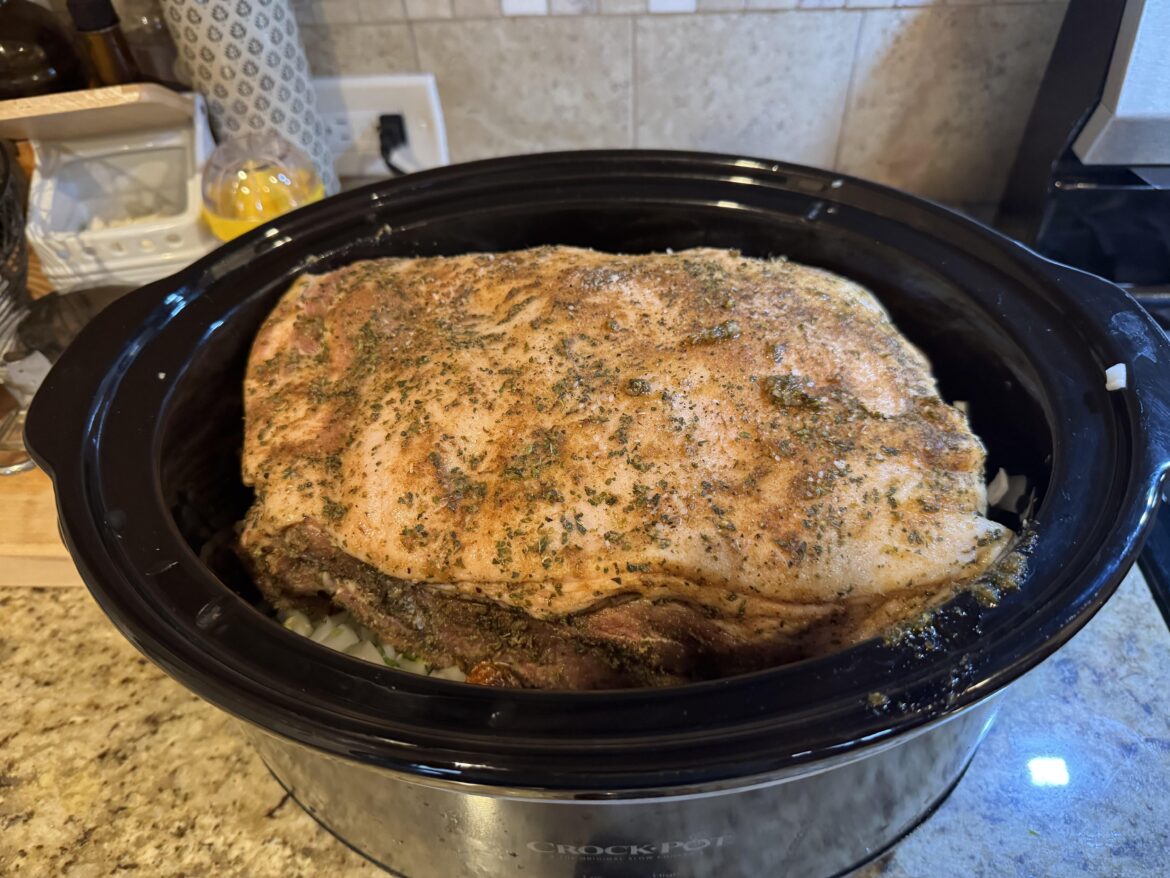 Slow cooker Carnitas.  Slow and Low - that is the tem-po