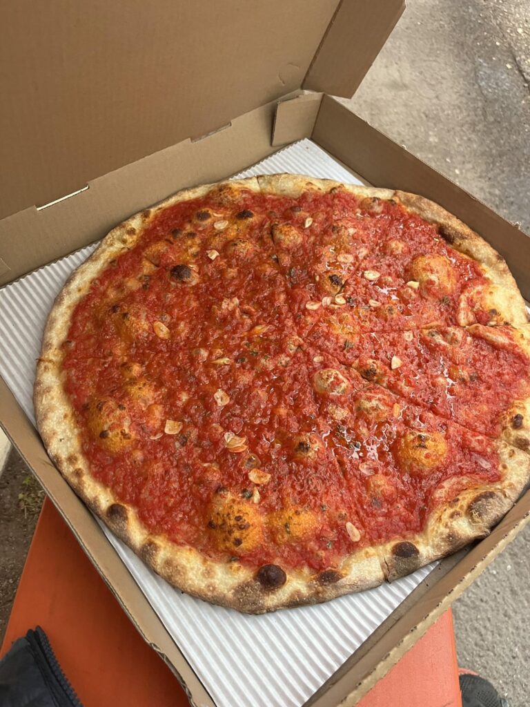 I ate this entire 16-inch tomato pizza from Small’s today. Great pie and vibe