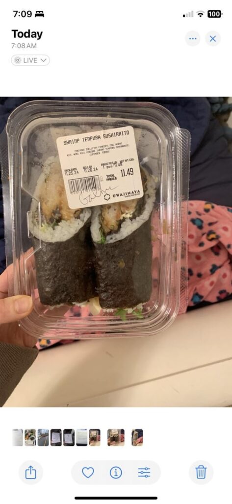 Sushi burrito calories?