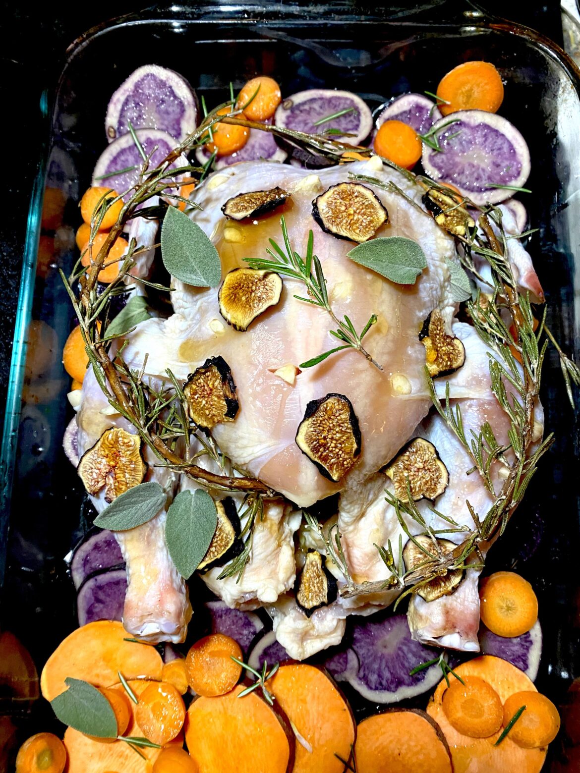 Made this chicken for a friend feast - plus rainbow root vegetables which I love as a side dish