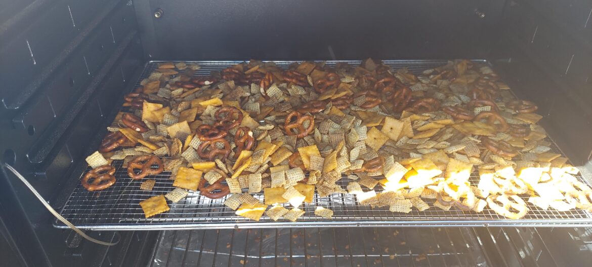 Some smoked chex mix for tonight