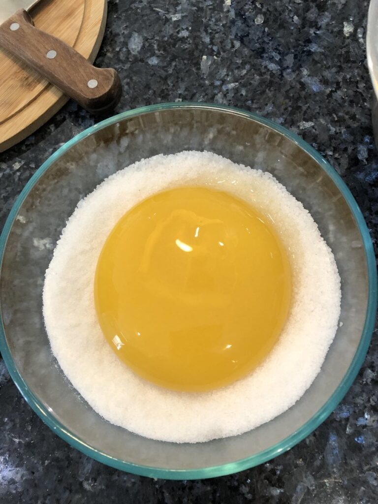 Ostrich egg yolk on salt