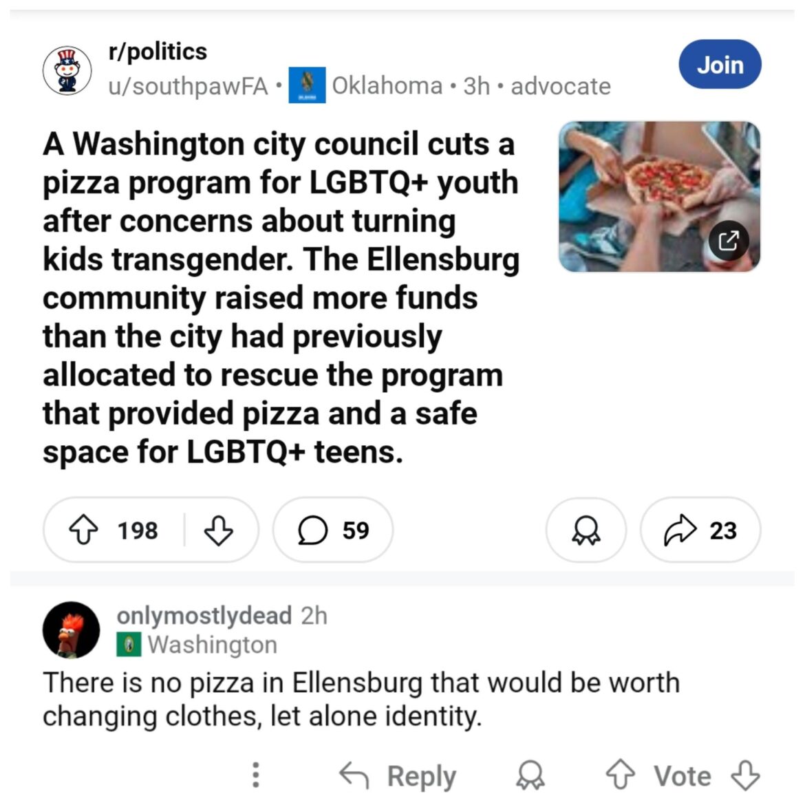 Entire city found guilty by man in comments