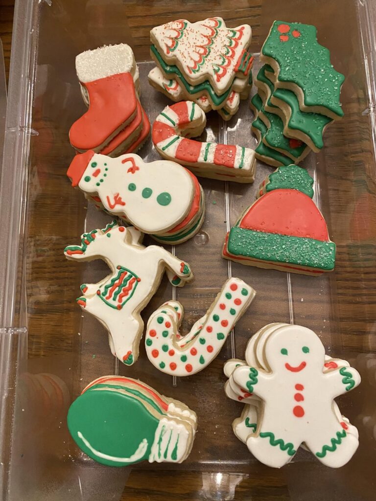Glazed and sprinkle cookies for family on Christmas.