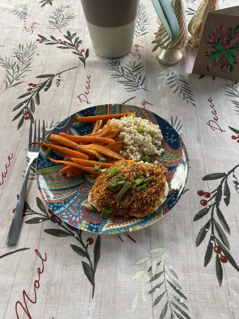 Delicious Chicken Parm dish and White Cheddar Burger.  Turned out great.