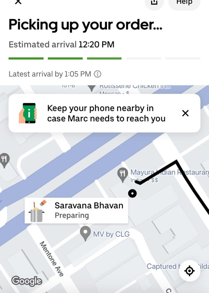 Mayura is posing as ‘Saravana Bhavan’ on UberEats. WTF