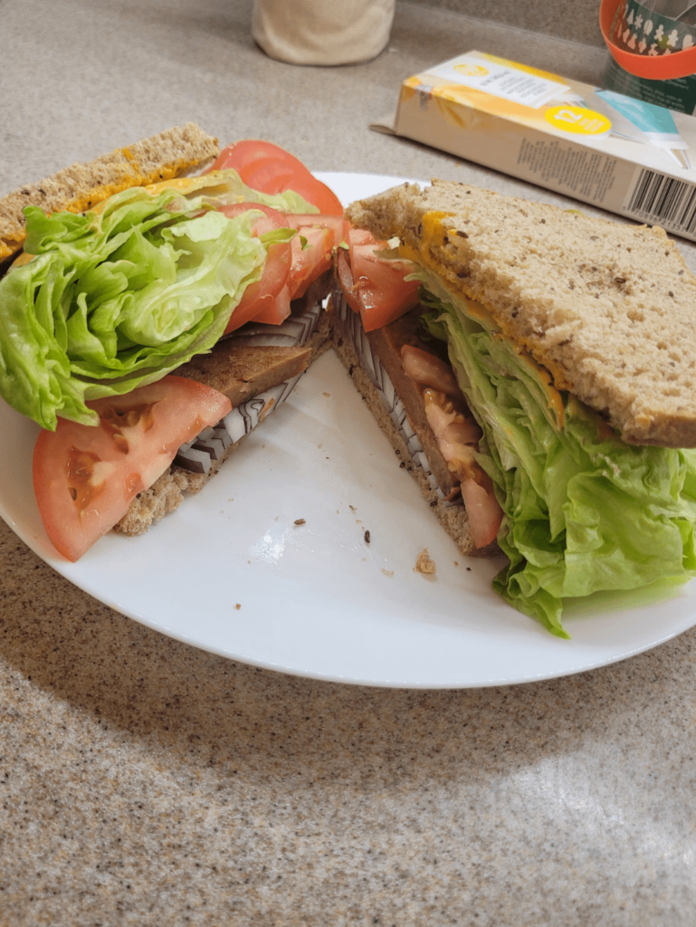 Ran outta B so dinner is a S(pam)LOT sammy! Both halves survived the picture, neither survived the dinner!