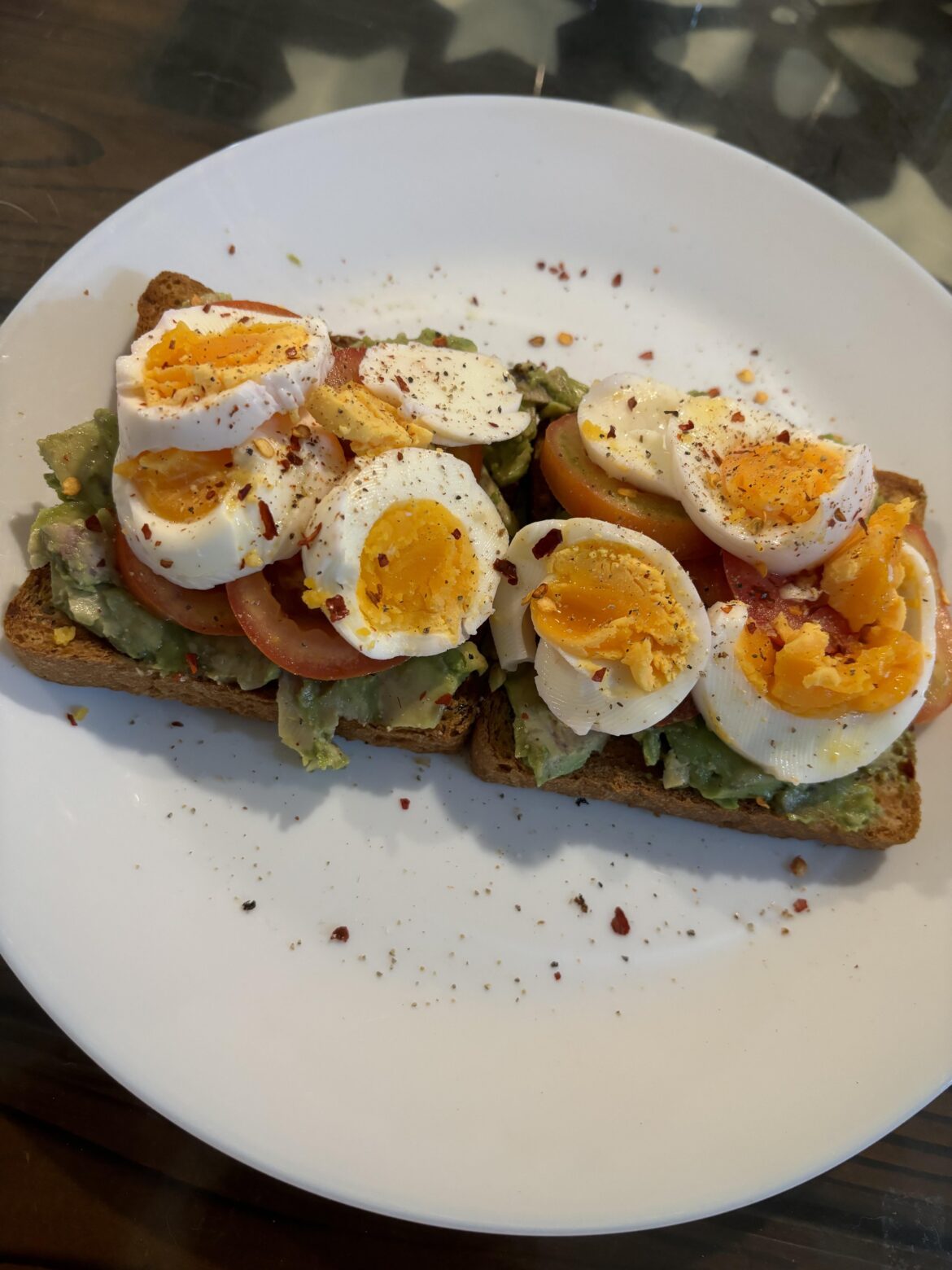Avo toast always elevated by eggs