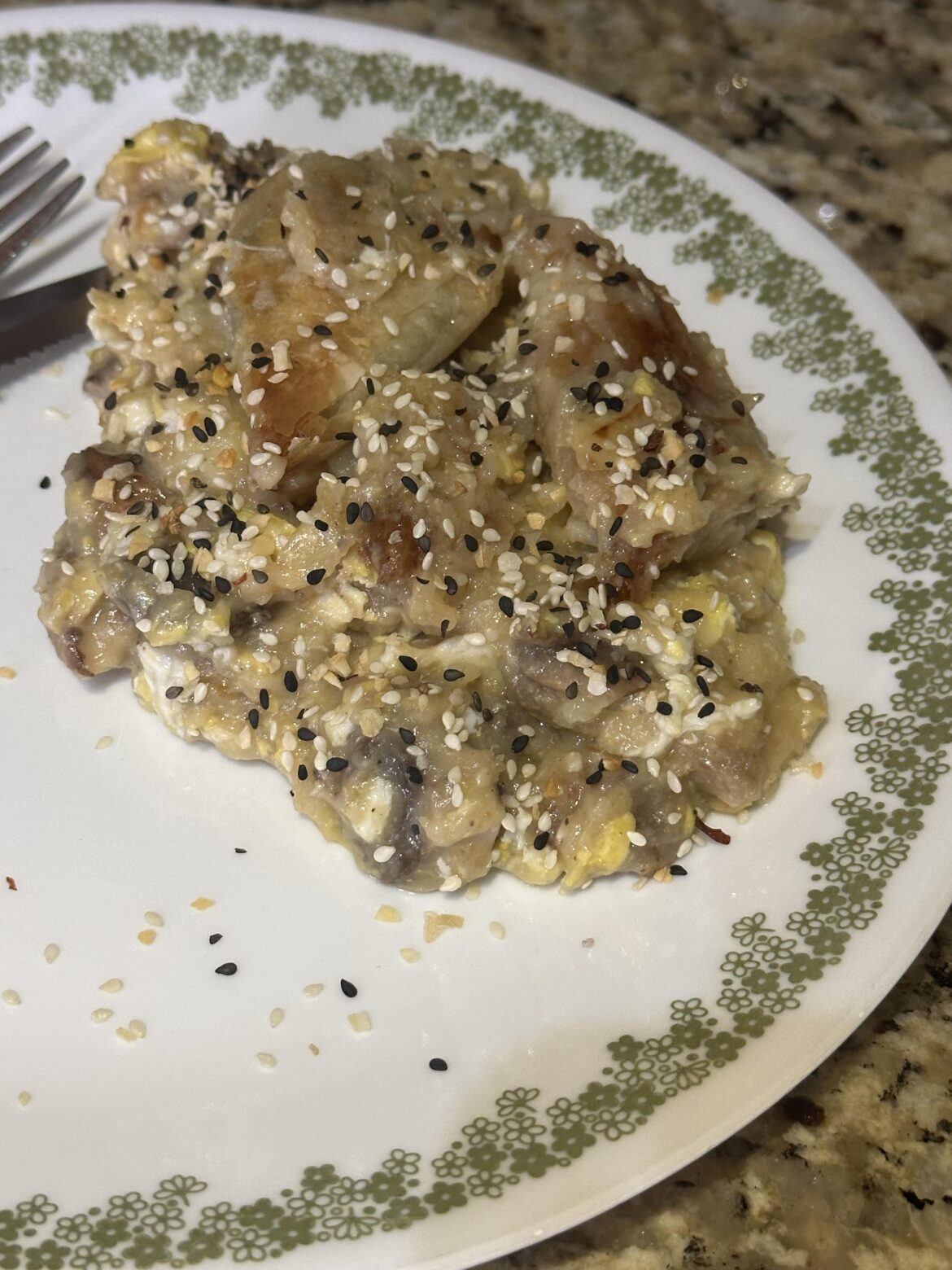 Leftover thanksgiving mashed potatoes infused with a soft scrambled egg Leftover thanksgiving mashed potatoes infused with a soft scrambled egg