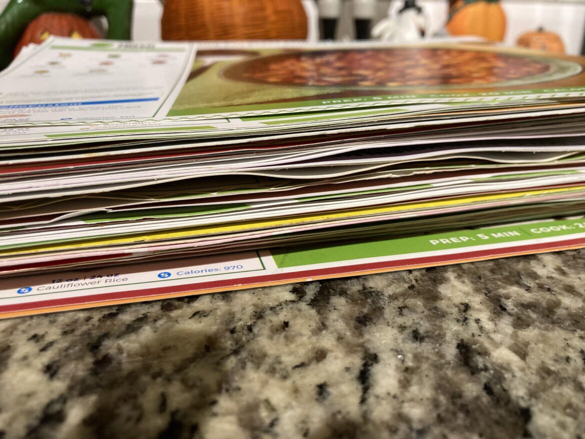 One year of menus stacked