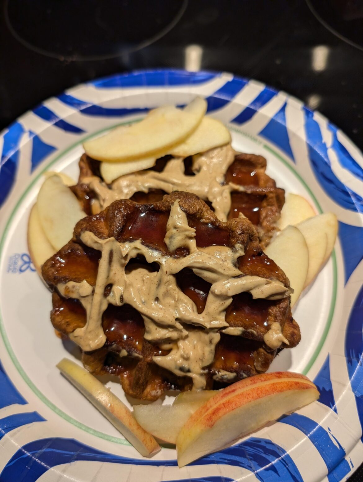 Peanut butter and cherry Belgian waffles