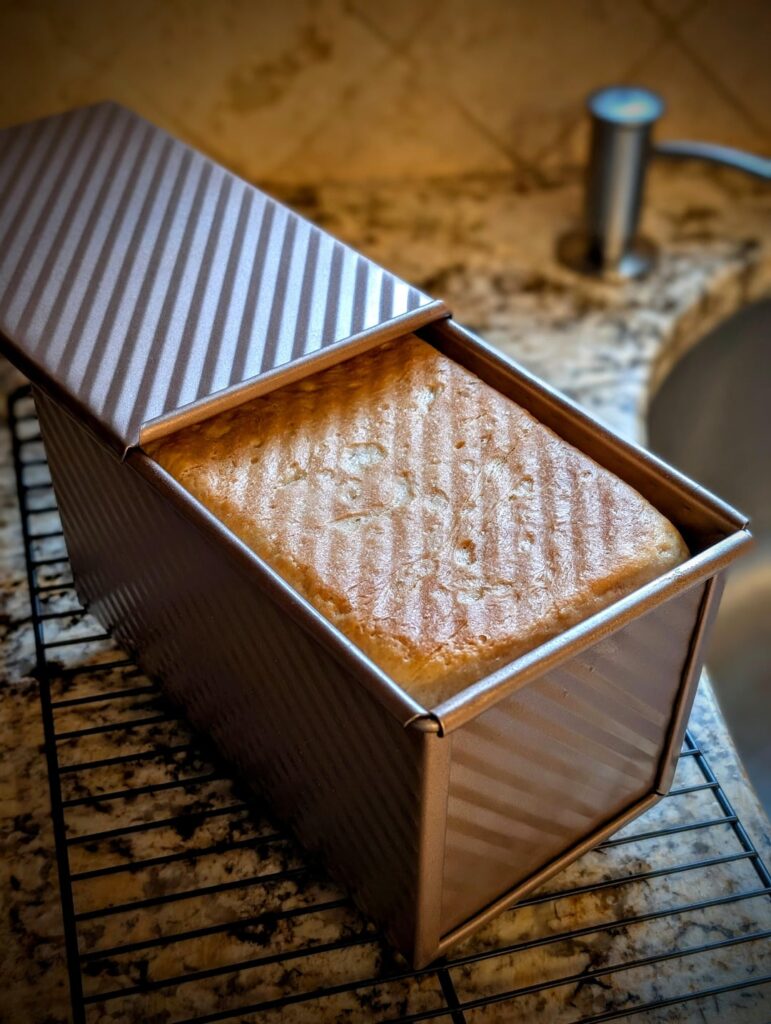 French Pain De Mie sandwich bread. Love this bread tin. $9.95 on Amazon. Nailed it first time.