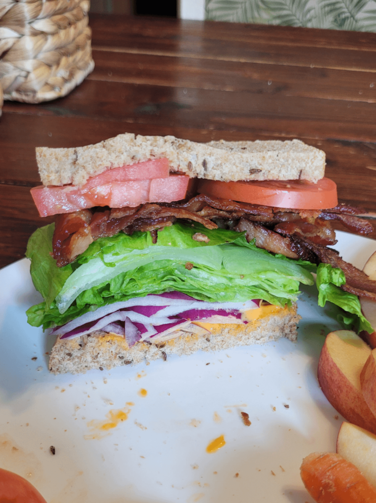 I made and ate a BLO(nion)T. The first half didn't survive for picture time.