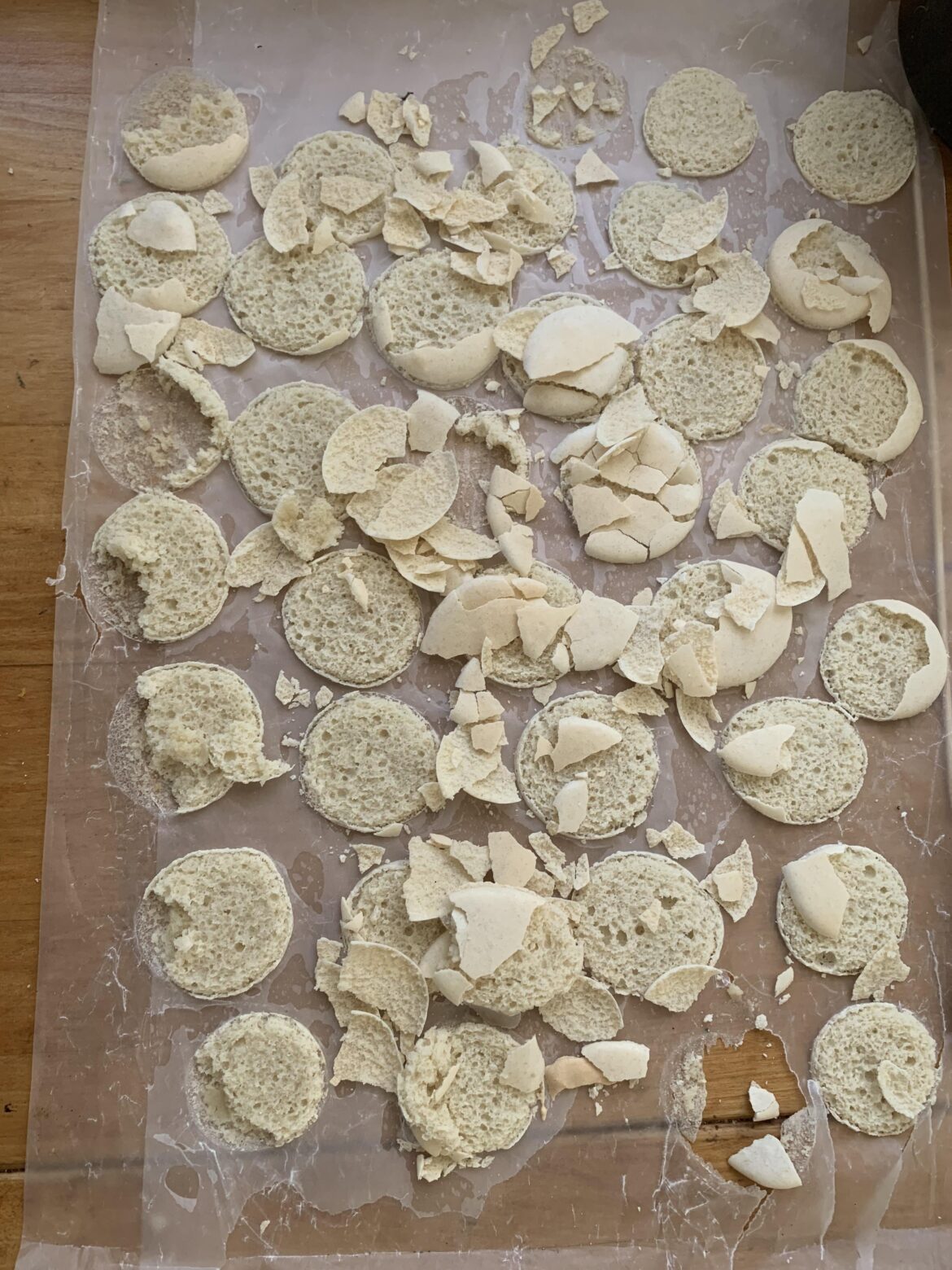 Tops came off and bottoms stuck to sheet?