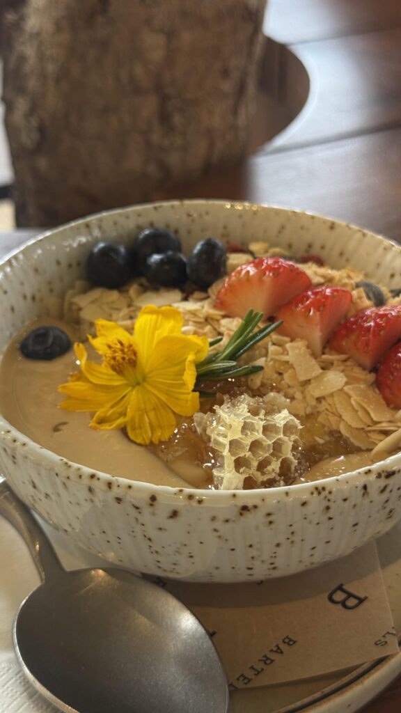 I think I’ve found the perfect yogurt combo: a piece of honeycomb, a spoonful of granola, fresh berries, peanut butter, and a sprinkle of almond flakes. What’s your go-to mix?