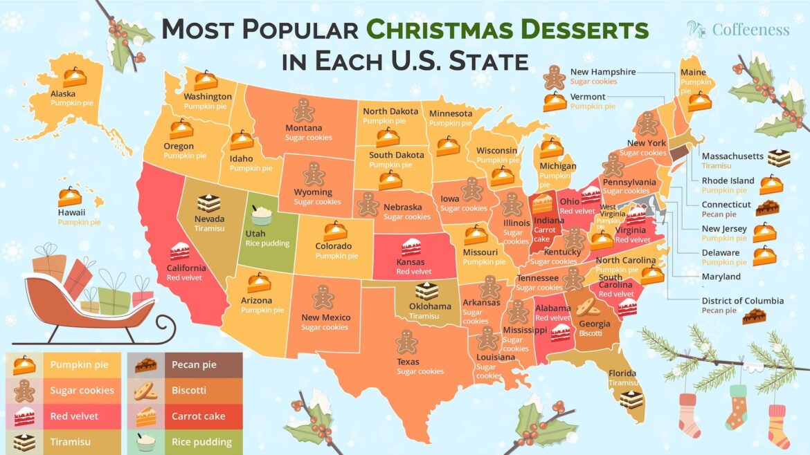 Most popular desserts in each state.