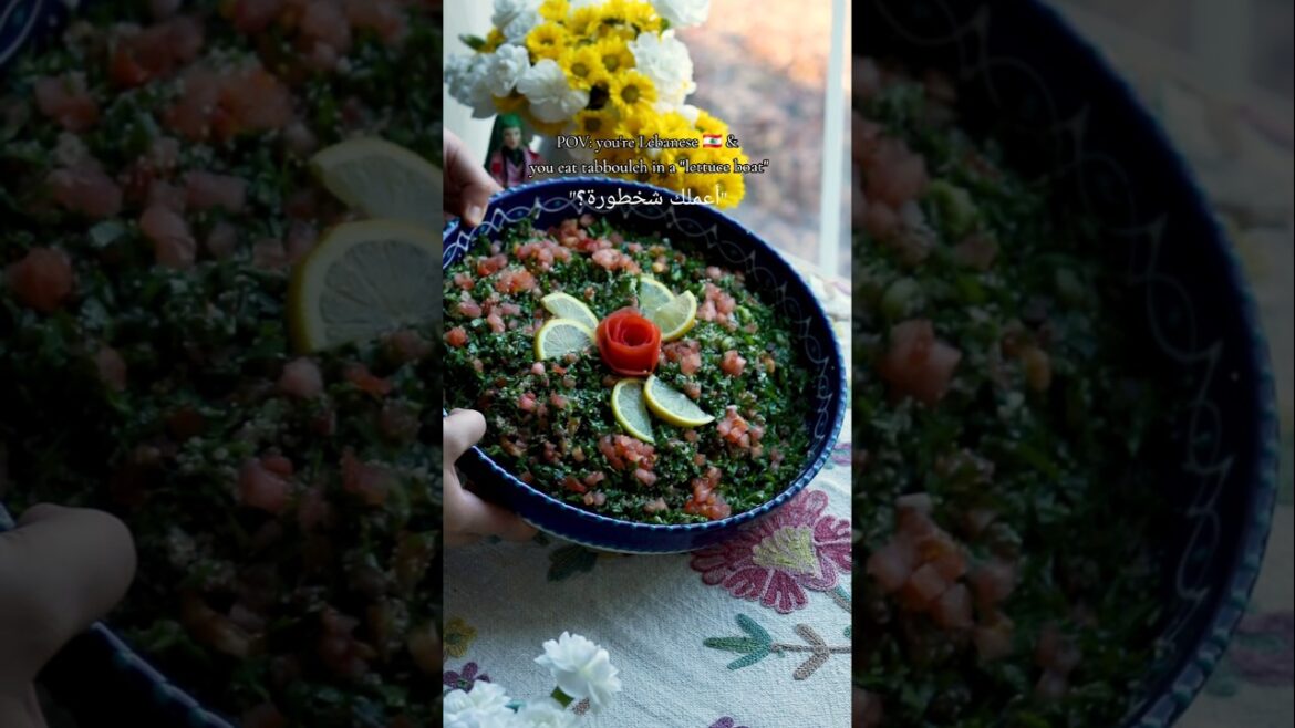 Lebanese Tabbouleh in a lettuce "boat" #lebanesetabouli #tabboulehrecipe