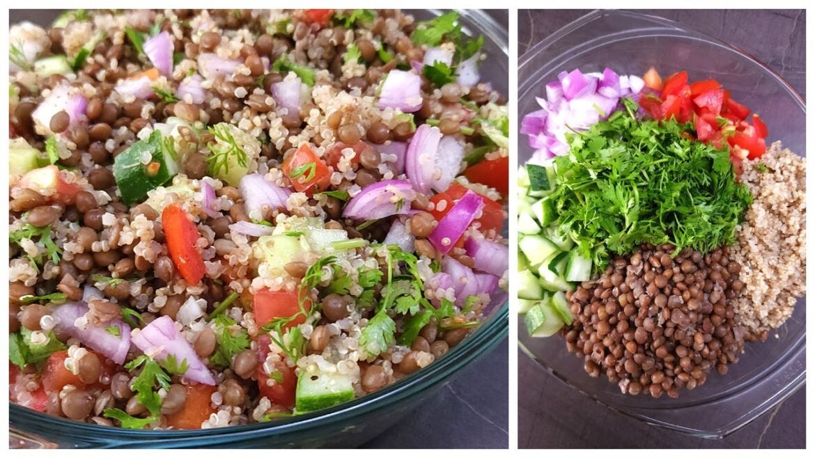 Quinoa Lentil Salad | High Protein Plant Based Salad Recipe | Quinoa and Lentils