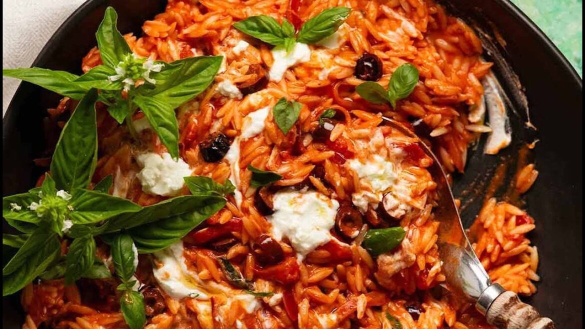 Roasted Red Pepper Goat Cheese Risoni Roasted Red Pepper Goat Cheese Risoni