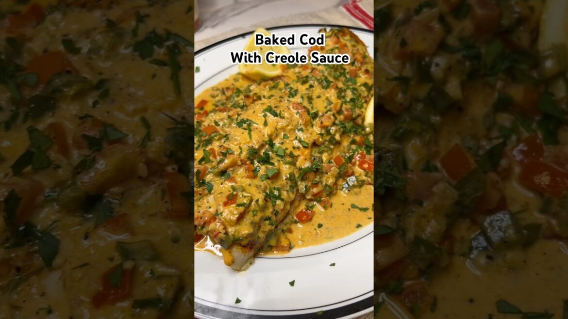Baked Cod with Creole Sauce Recipe! #recipe #easyrecipe #cod #fish #dinnerideas #creole Baked Cod with Creole Sauce Recipe! #recipe #easyrecipe #cod #fish #dinnerideas #creole