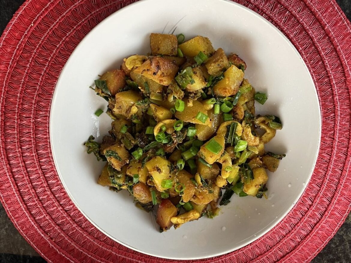 Potatoes With Scallions: This Potato with Scallions dish is a vibrant and easy-to-make Indian stir-fry, combining tender potatoes with the fresh, zesty flavor of green onions.
