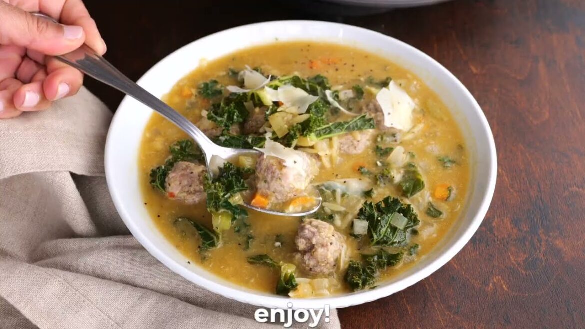 Italian Wedding Soup - Meatballs, Pasta, and Greens!