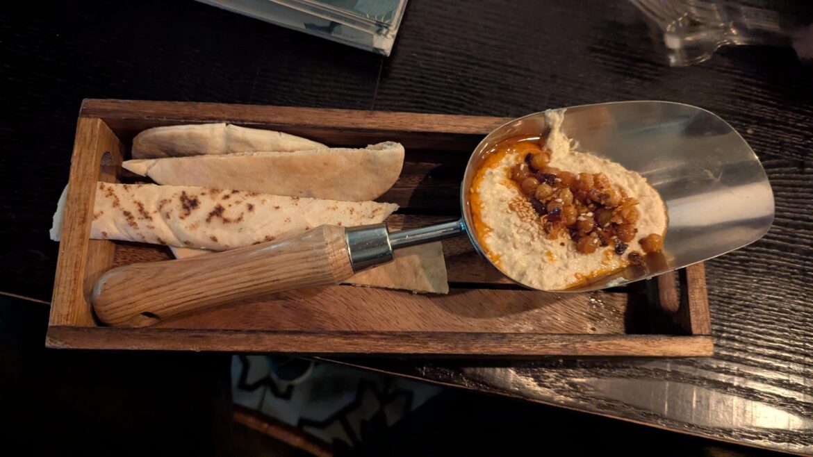 Hummus on a trowel
