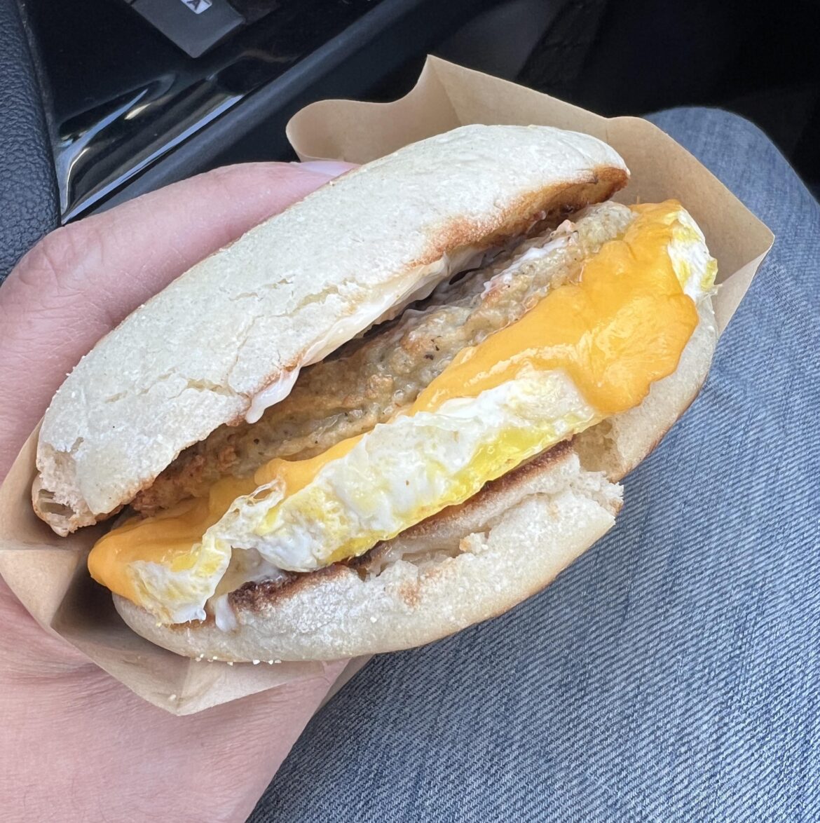 Sausage, egg, and cheese from Muffin Can Stop Us, Glendale $7.95