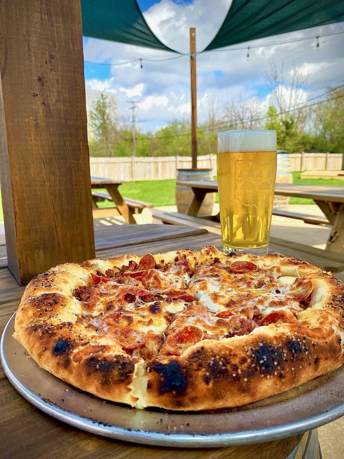 We own a brewery and make wood fired pizza. This cheese stuffed crust pizza special was sooooo good