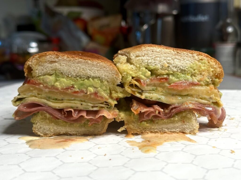 Mortadella, egg, and cheese breakfast sandwich Mortadella, egg, and cheese breakfast sandwich