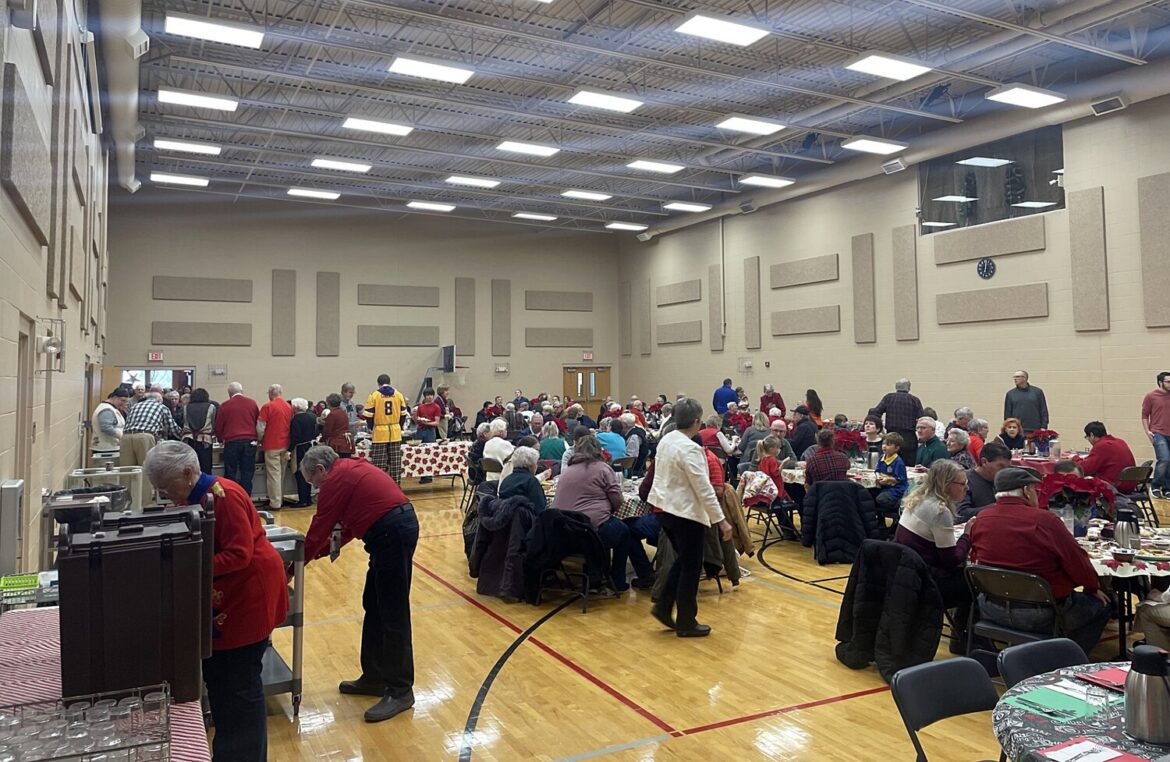 First Lutheran Church will once again hold its Christmas dinner for any and all who wish to attend. Around 450 people were served dinner last year.