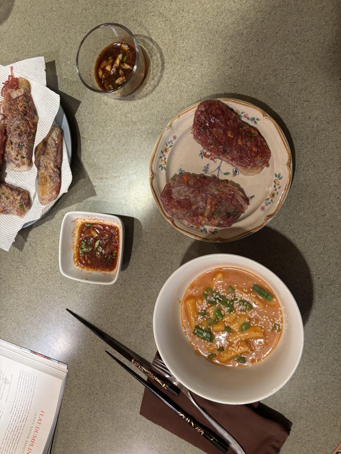 Tteokbokki and Napjak Mandu (first time making Mandu)