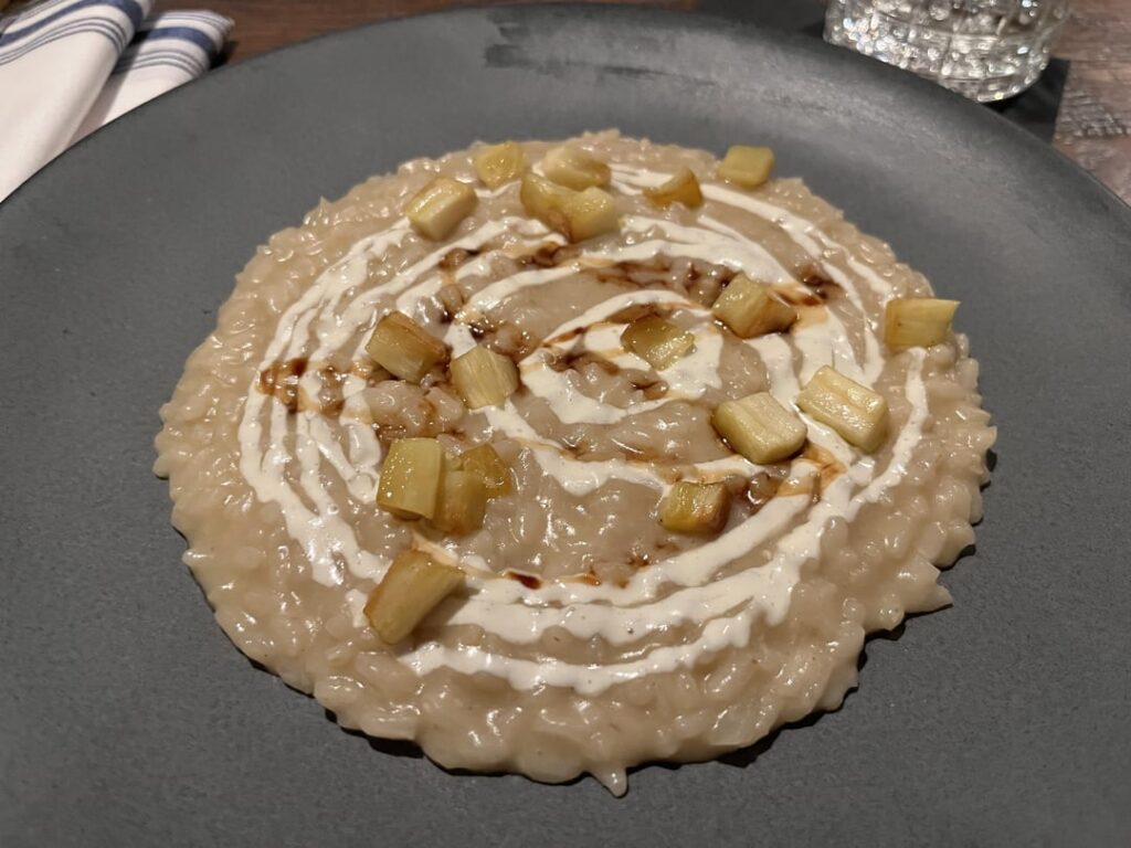 Parsnip risotto + pistachio gelato at Rose Mary