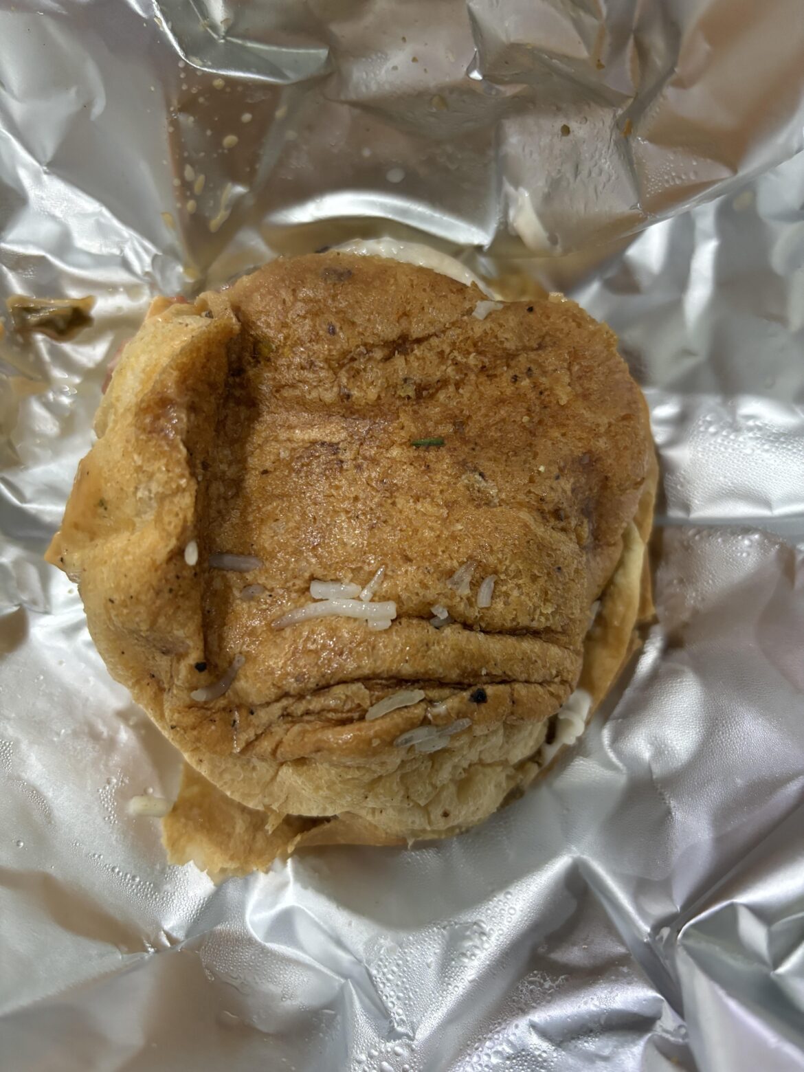 Burger I ordered online. Free rice samples with it.