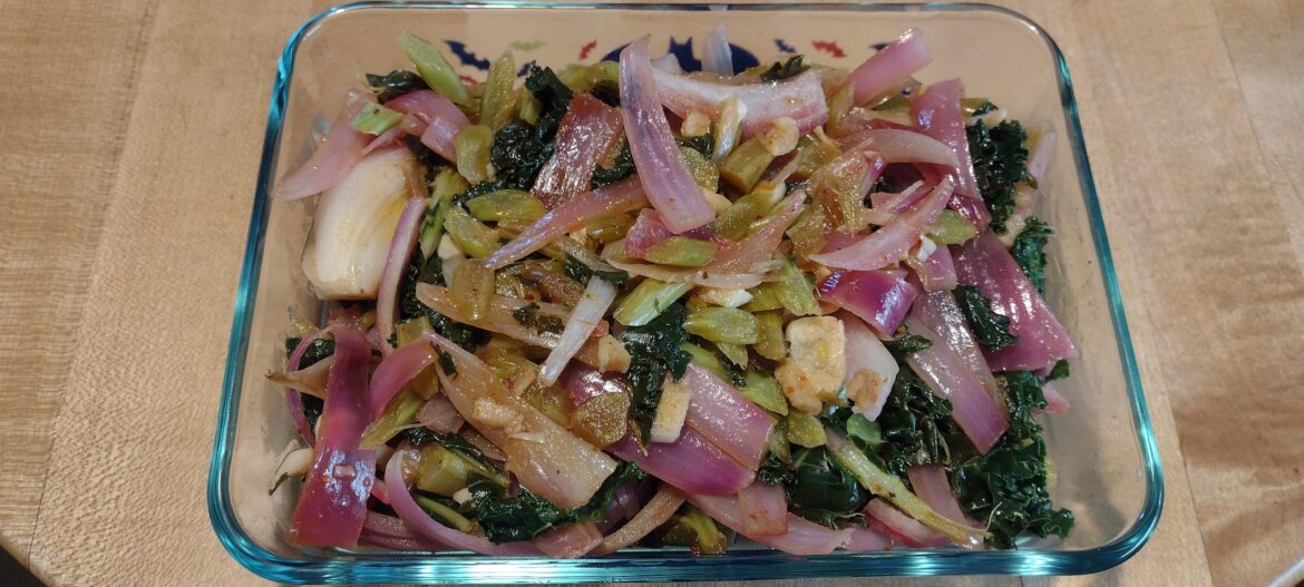 PSA: you can hide an entire red onion in sauteed kale.