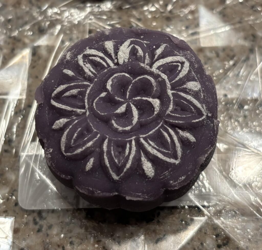 A friend showed me how to make purple sweet potato mooncakes
